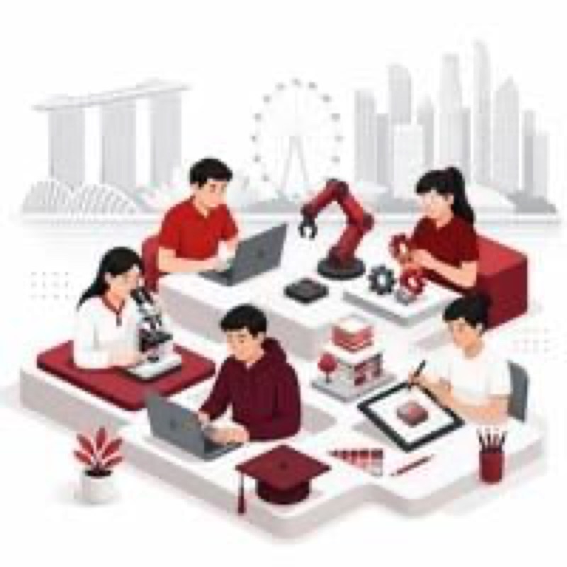 新加坡理工学院专业学习示意插画：工程、设计、护理、信息科技与实训